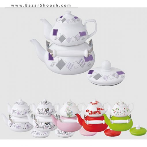7539-Unique-Enamel-kettle-And-Porcelain-Pot-Set