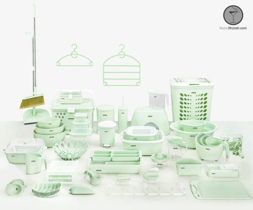 سرویس آشپزخانه پلاستیکی برای جهیزیه لیمون مدل نارین 58 پارچه