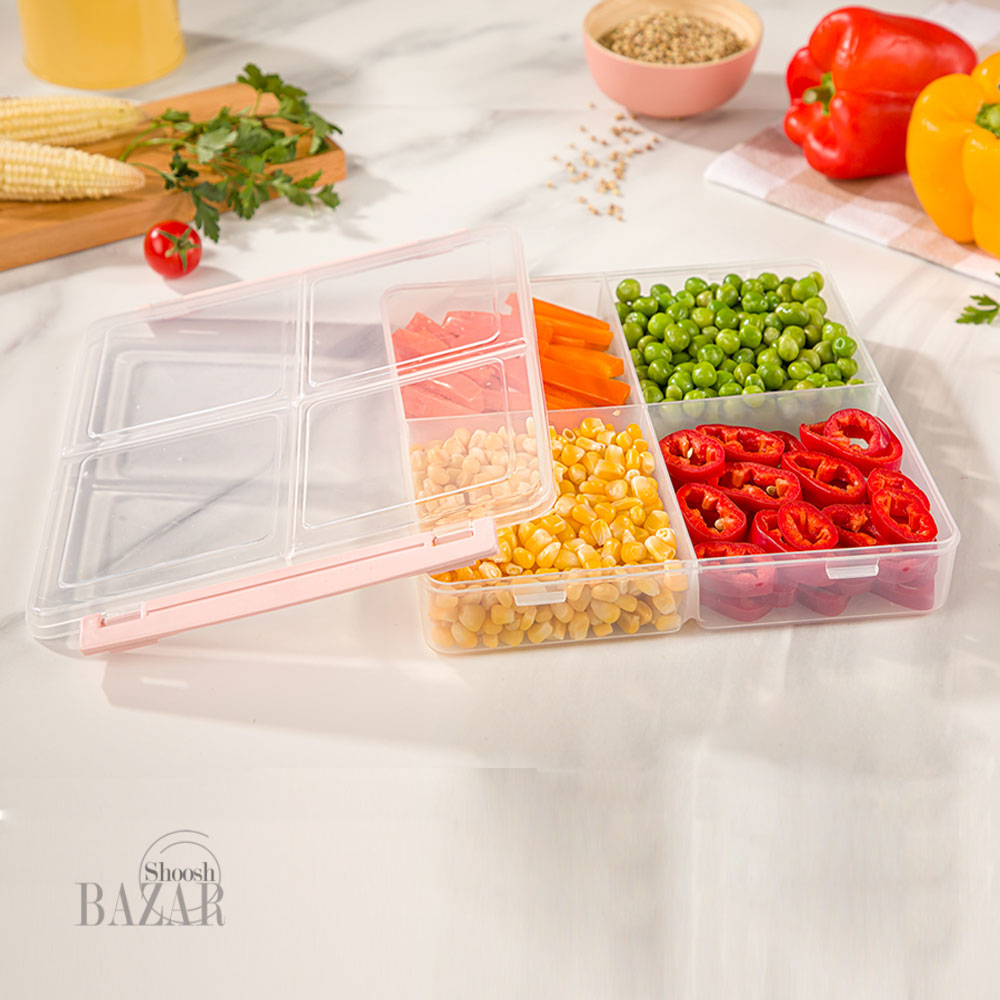 ظرف نگهدارنده پلاستیکی لیمون مدل ZNP002 چهار خانه متوسط