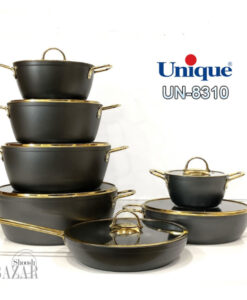 سرویس-قابلمه-14پارچه-طوسی-درب-فلت-طلایی-یونیک-کد-8310 بازار شوش تهران