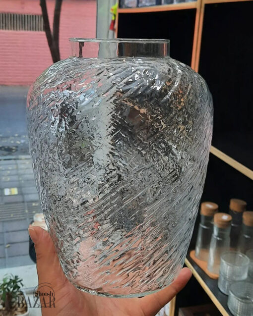 گلدان شیشه ای تپل طرح دار مدل ترنادو بازار شوش تهران