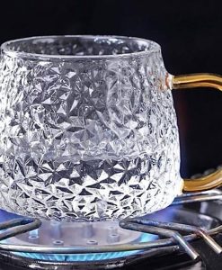 لیوان پیرکس مدل یخی دسته زرد شعله مستقیم چین بازار شوش تهران