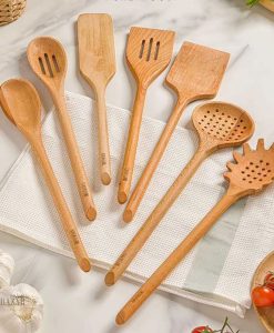 کفگیر و ملاقه 1 عددی چوبی لیمون کد 2339