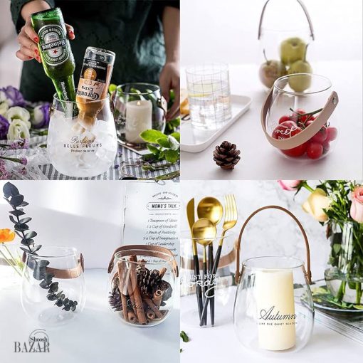سطل یخ دسته چرمی پیرکس و جا کاردی پیرکس از بازار شوش تهران
