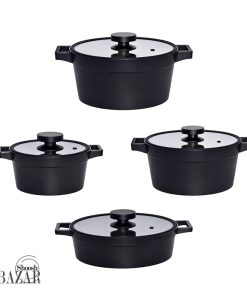 سرویس قابلمه 8 پارچه مشکی مدل دیاموند یونیک کد 8502