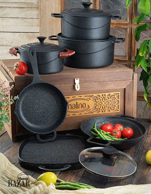 سرویس قابلمه چدن 10 پارچه مدل بونا نالینو کد 0168 از فروشگاه اینترنتی بازار شوش تهران
