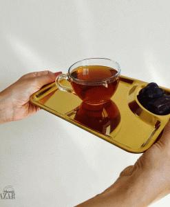 سینی سرو فلزی طلایی کافه و رستوان بازار شوش تهران