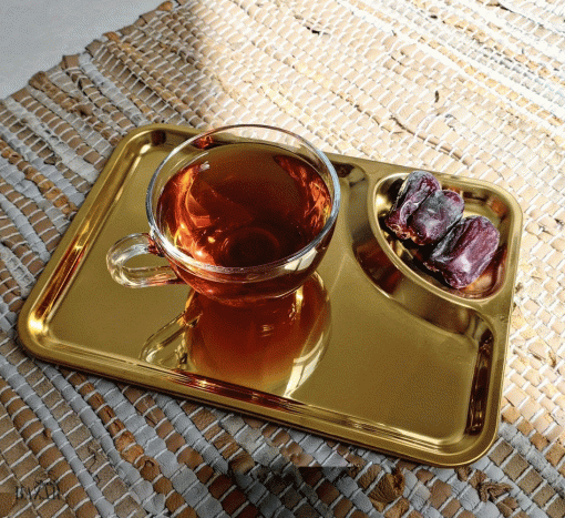 سینی سرو فلزی طلایی کافه و رستوان بازار شوش تهران