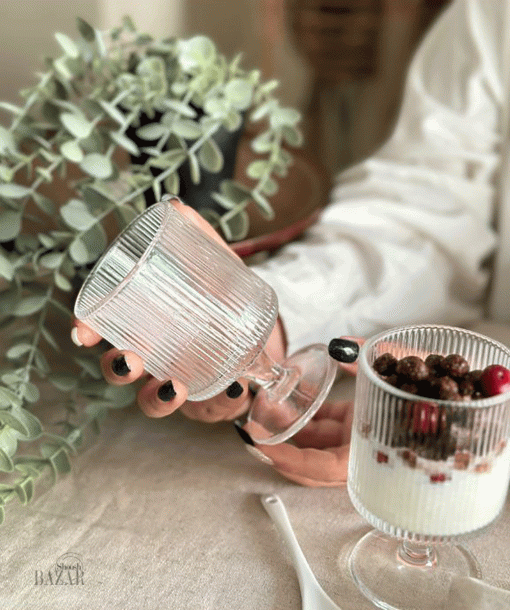 گیلاس پایه کوتاه خطی و شیاردار چین از فروشگاه اینترنتی بازار شوش تهران
