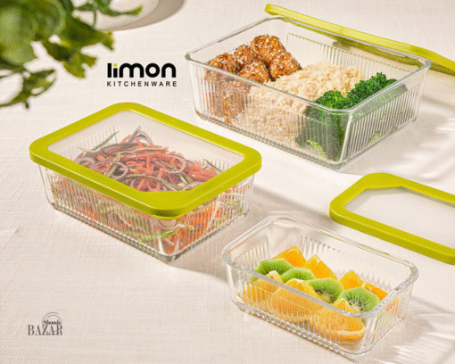 ظرف شیشه ای دردار شیاردار 450 سی سی لیمون کد 2099 بازار شوش تهران