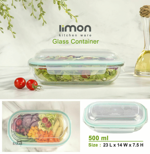ظرف شیشه ای بیضی دربدار 500 ميلی لیتر لیمون کد 2005 بازار شوش تهران