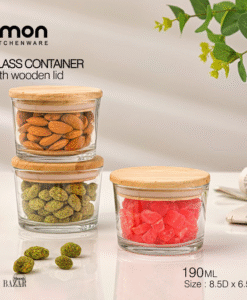 ظرف شیشه ای گرد 190 سی سی در چوبی لیمون کد 2193 بازار شوش تهران