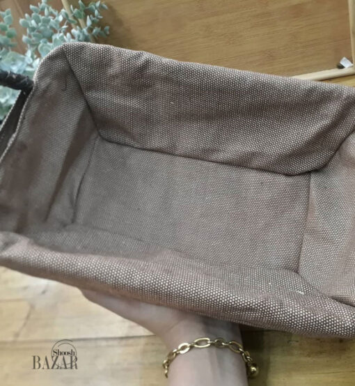 سبد حصیری داخل پارچه ای کرم قهوه ای در فروشگاه اینترنتی بازار شوش