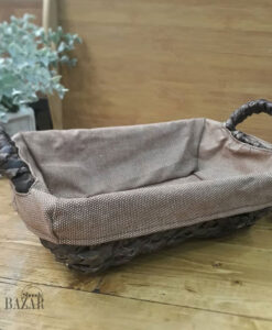 سبد حصیری داخل پارچه ای کرم قهوه ای در فروشگاه اینترنتی بازار شوش