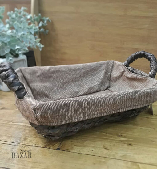سبد حصیری داخل پارچه ای کرم قهوه ای در فروشگاه اینترنتی بازار شوش